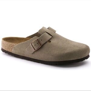 Birkenstock Boston BS Taupe Soft Suede Clogs